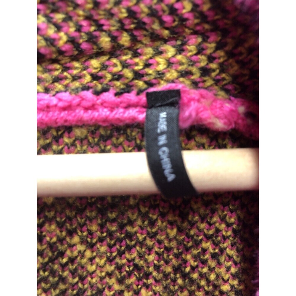 Vertigo Cardigan Sweater Size M Faux Fur Collar Pink Bright Pockets - Picture 11 of 16